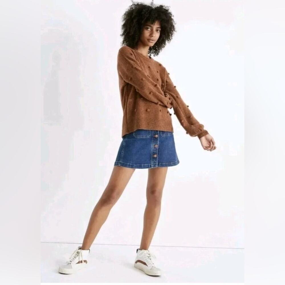 MADEWELL Brockton Bobble Pullover Rust Orange Sweater, Oversized. Size S
